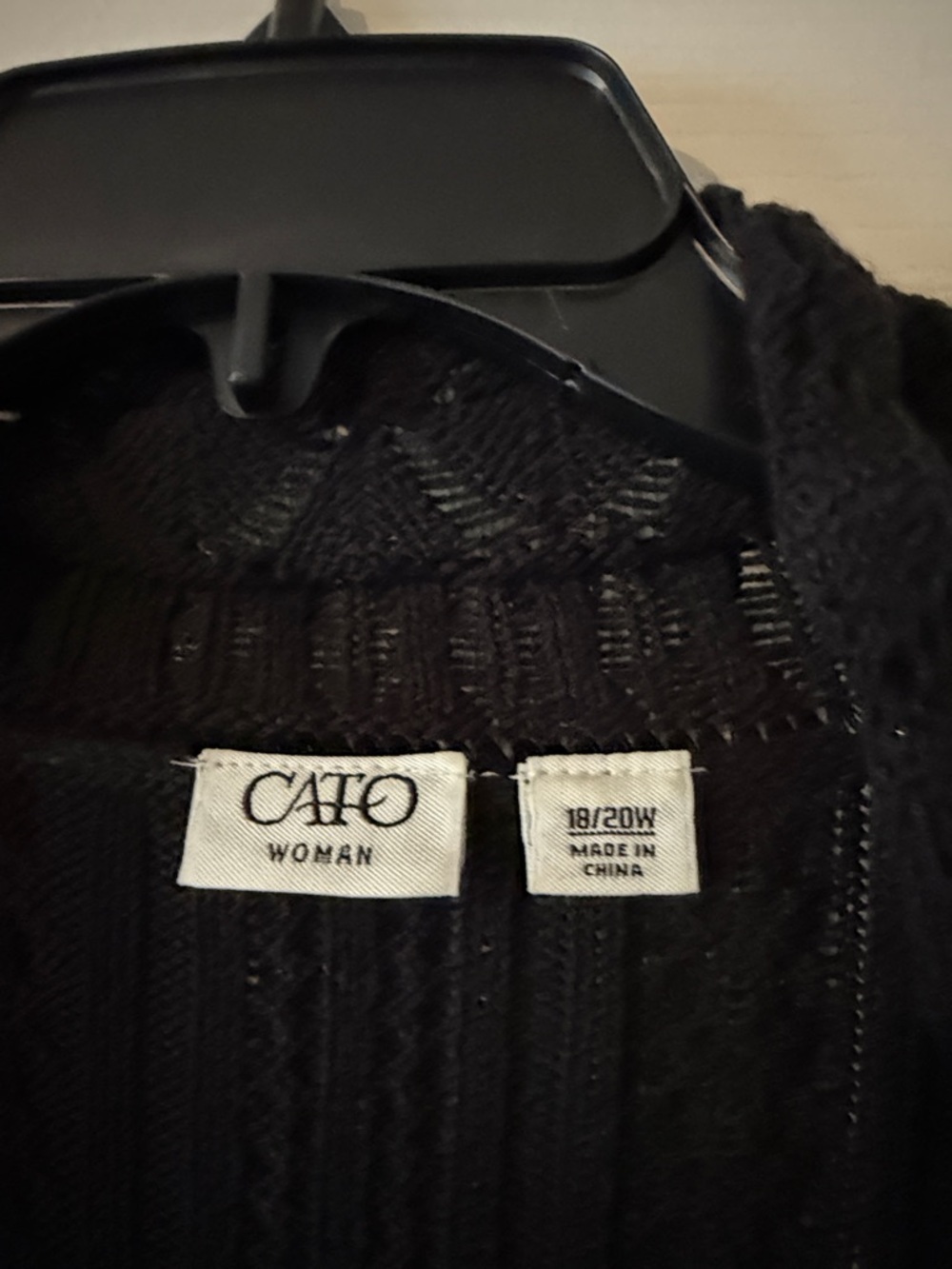 Cato Black Open-Front Cable Knit Cardigan - Picture 2 of 3